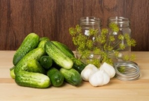 Cucumbers and dill canning